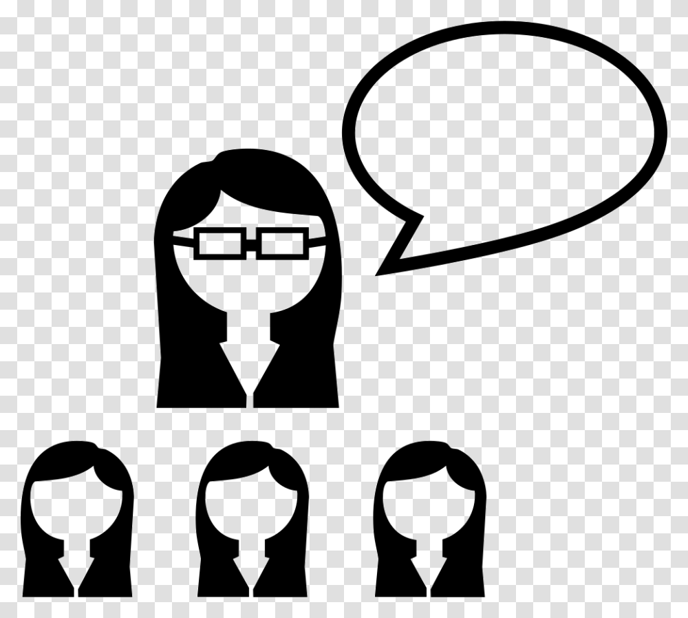 Group Of Female Students And Their Teacher Teacher And Student Free Icon, Stencil, Light, Apparel Transparent Png