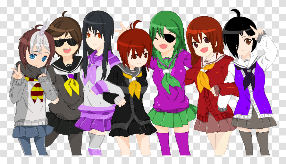 Group Of Friends Anime Group Of Friends, Comics, Book, Person, People Transparent Png