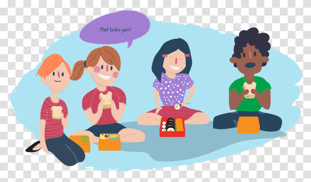 Group Of Friends Eating Lunch Wanting To Fit, Person, Female, Girl, Drawing Transparent Png