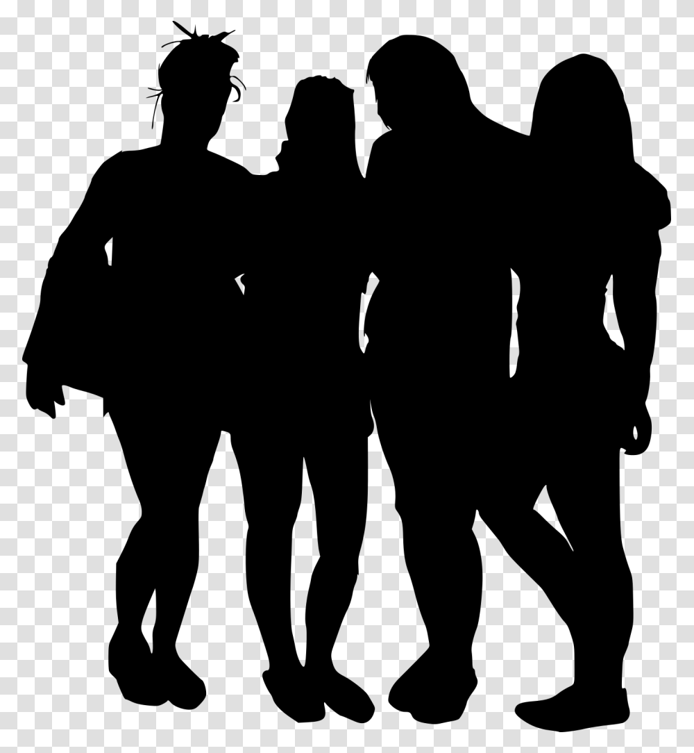 Group Of Girls Silhouette Background, Gray, World Of Warcraft Transparent Png