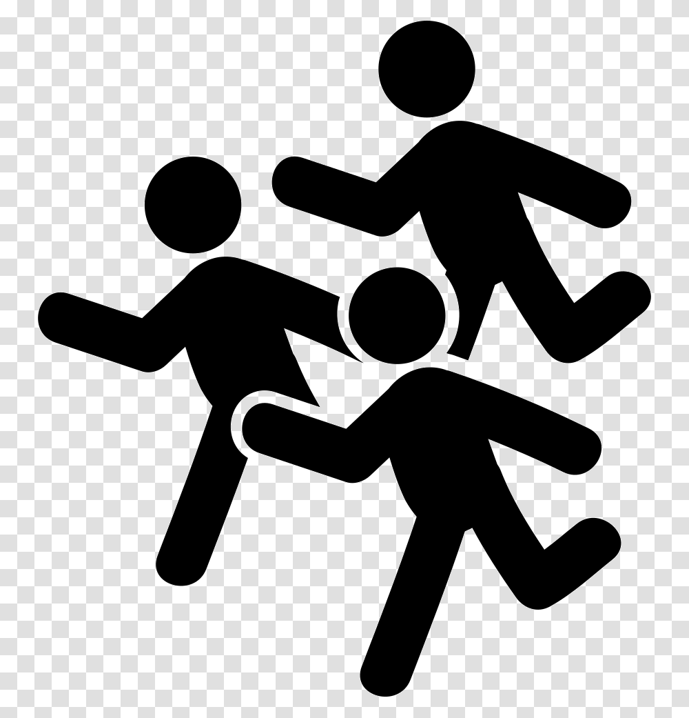 Group Of Men Running Running People Icon, Person, Silhouette, Kicking Transparent Png
