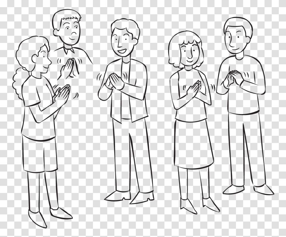 Group Of People Clapping Their Hands As Part Of Copy Drawings Of People Clapping, Person, Stencil, Face, Crowd Transparent Png