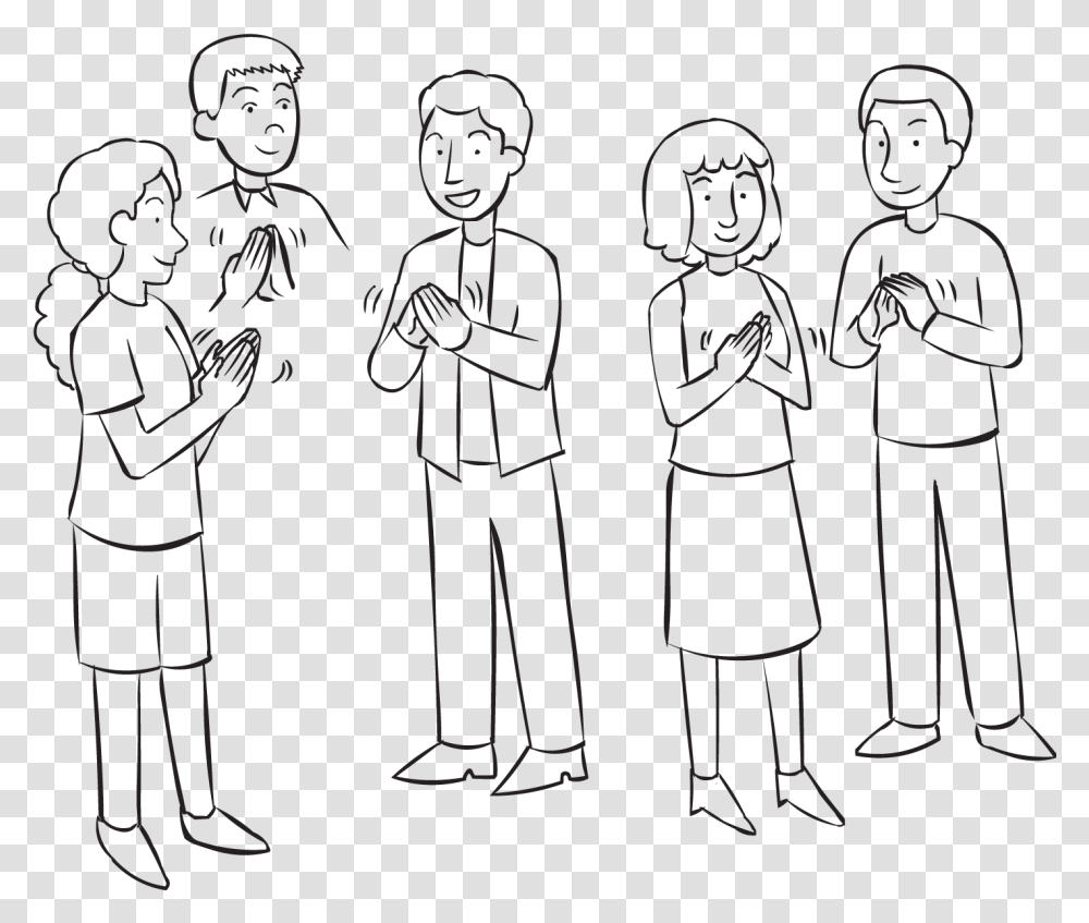 Group Of People Clapping Their Hands As Part Of Copy People Clapping Easy Drawing, Person, Stencil, Crowd, Face Transparent Png