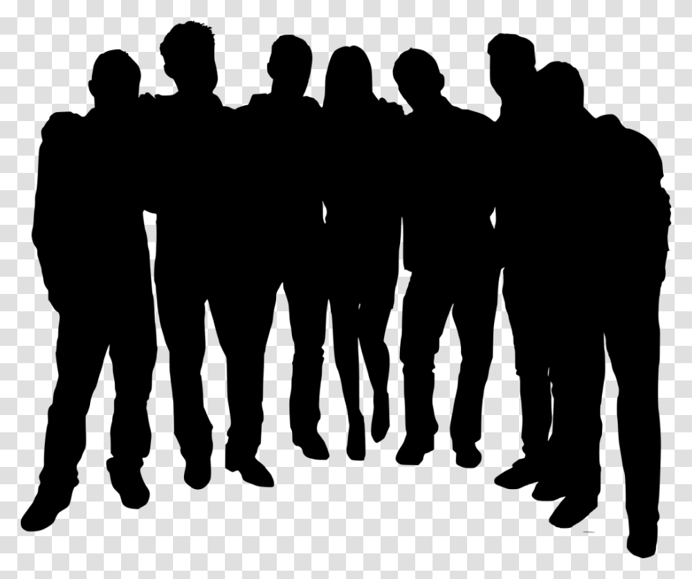 Group Of People Clipart Black And White People Silhouette Background, Gray, World Of Warcraft, Halo Transparent Png