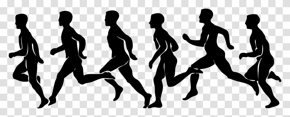 Group Of People Clipart Running Clip Art, Person, Silhouette, Stencil, Sport Transparent Png