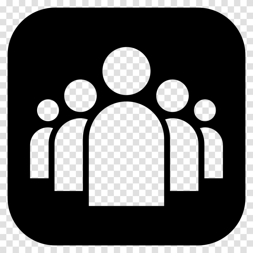 Group Of People In White A Black Rounded Square Icon Free, Stencil, Footprint Transparent Png