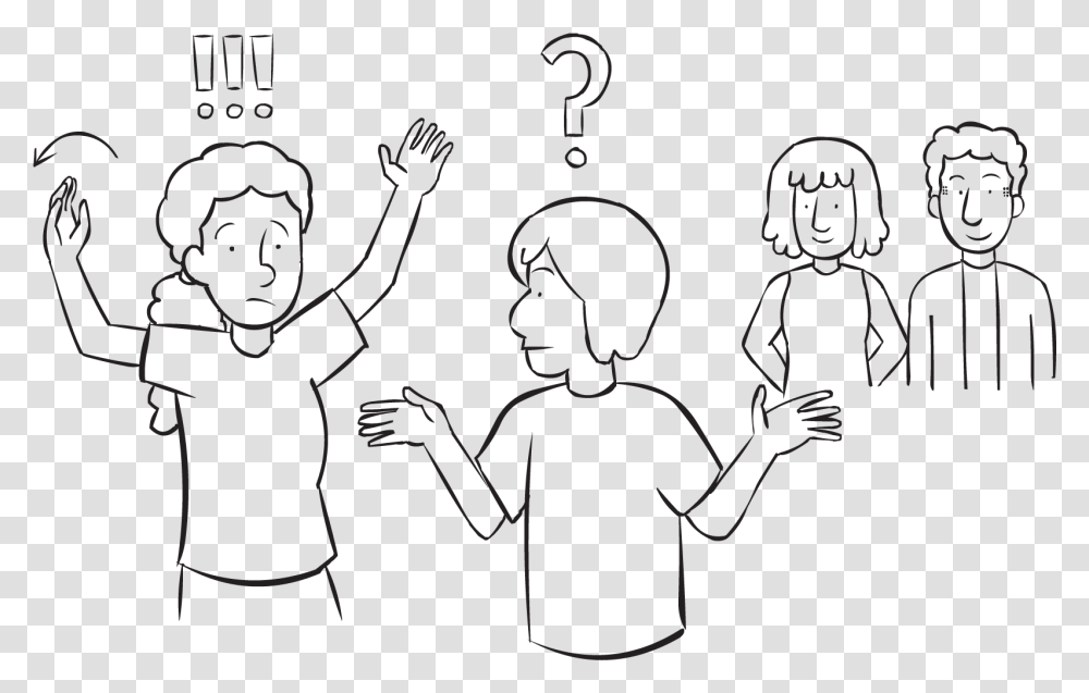 Group Of People Looking Puzzled Trying To Find Their Line Art, Person, Hand, Stencil, Crowd Transparent Png
