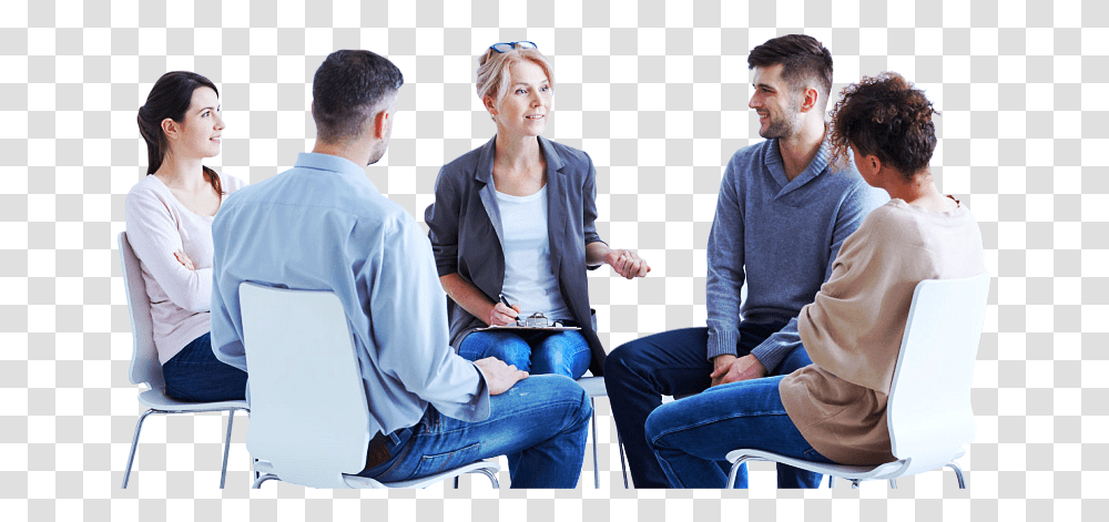 Group Of People Talking Intensive Outpatient Program Flyer, Sitting, Person, Chair, Furniture Transparent Png