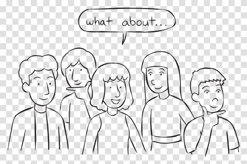 Group Of People Thinking About Their Response To The Line Art, Stencil, Face, Silhouette Transparent Png