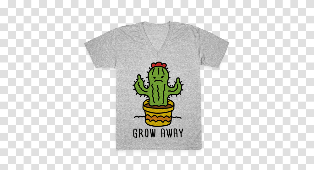 Grow Away Cactus V Neck Tee Lookhuman, Apparel, T-Shirt, Plant Transparent Png