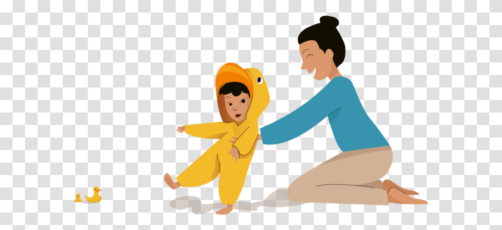 Growing Duck Growing Family Mother Game Duck Caring Cartoon, Person, Coat, People Transparent Png