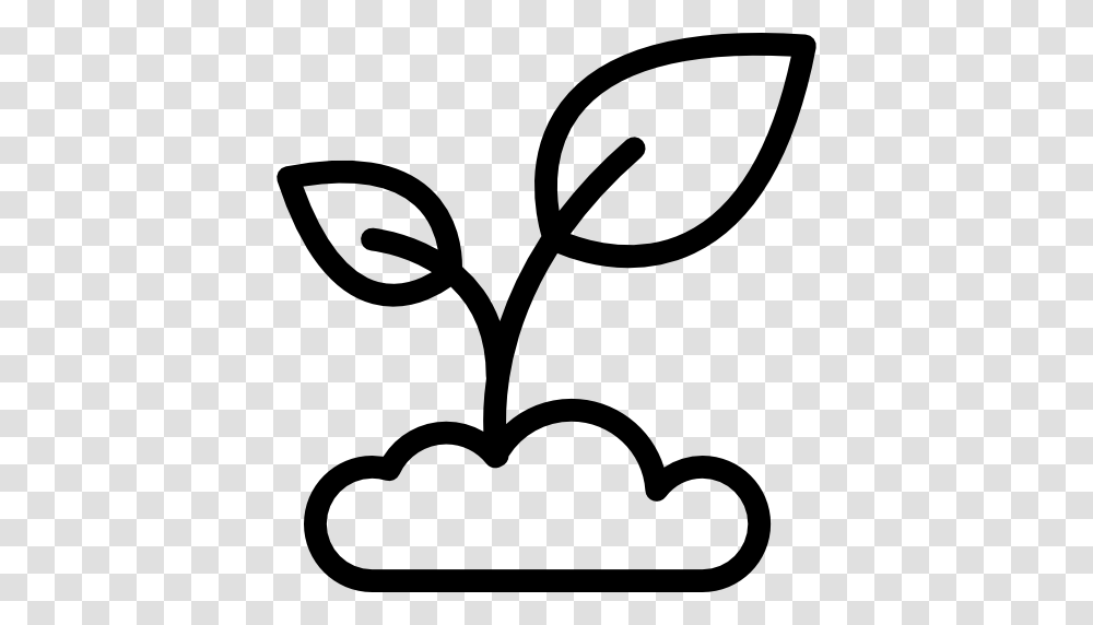 Growing Seed Flat Black Icon, Stencil, Plant, Label Transparent Png