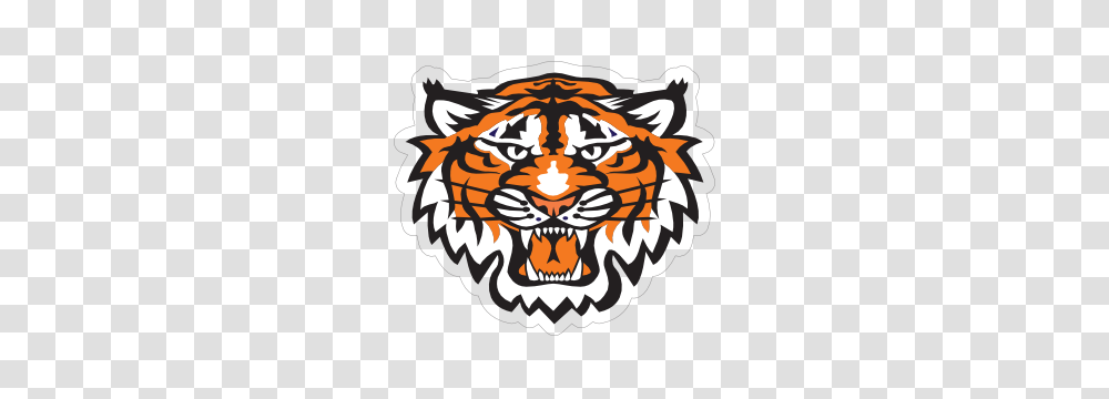 Growling Tiger Head Mascot Sticker, Label, Logo Transparent Png