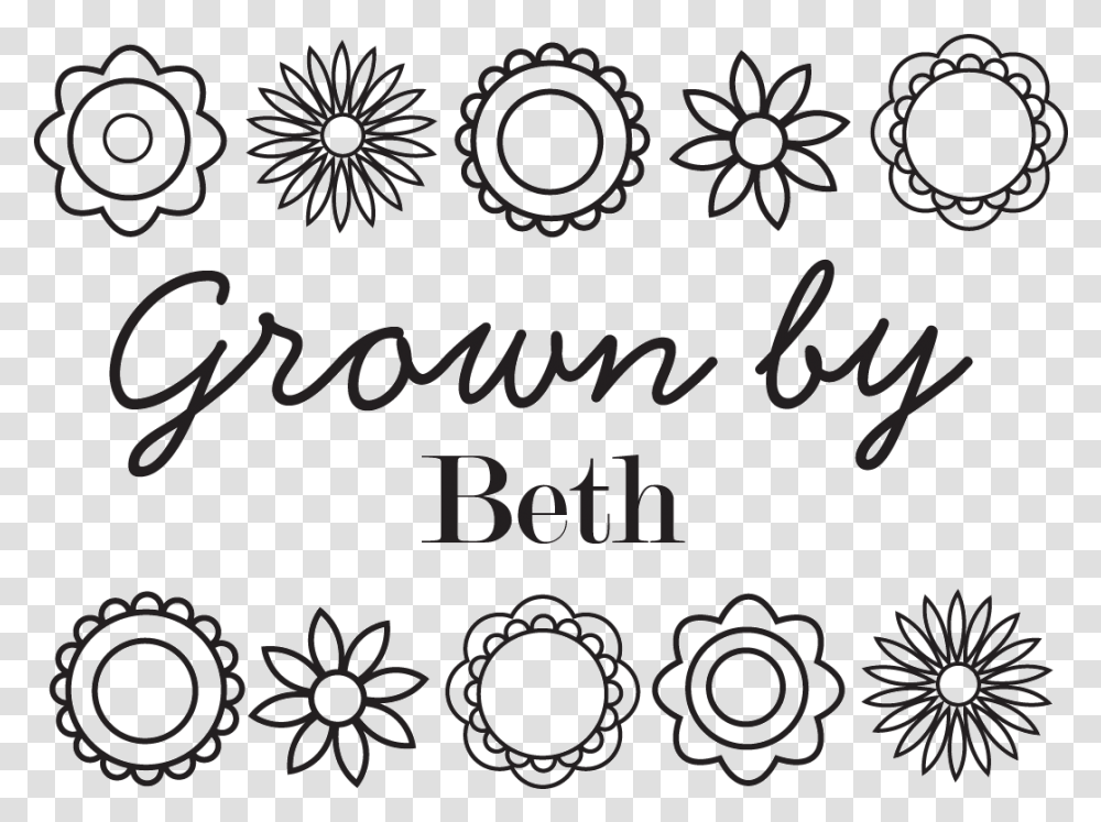 Grown By With Flowers Border Stamp Line Art, Calligraphy, Handwriting, Snowflake Transparent Png