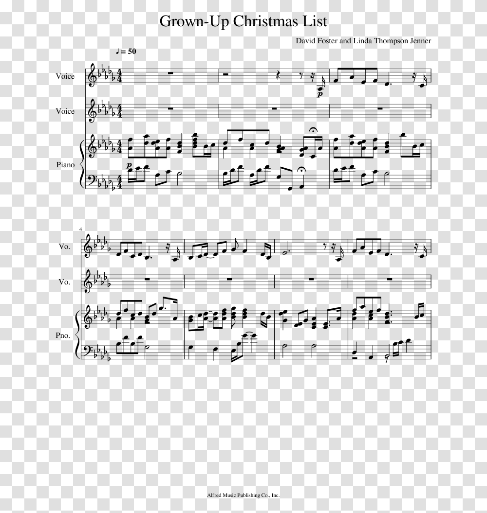 Grown Up Christmas List Sheet Music For Piano Voice Sister Act 2 Oh Happy Day Score, Gray, World Of Warcraft Transparent Png