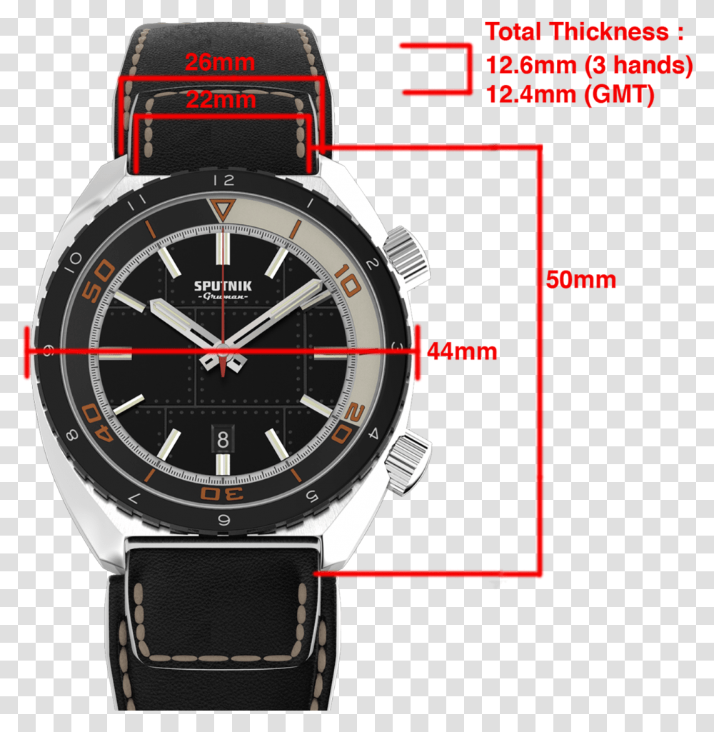Gruman Sputnik 3hands Black Specifications Caterpillar Watch Women, Wristwatch Transparent Png