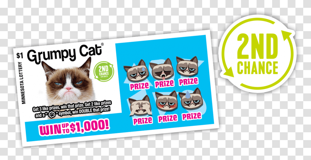 Grumpy Cat 2ndchance Grumpy Cat Lottery Ticket, Label, Sticker, Pet Transparent Png