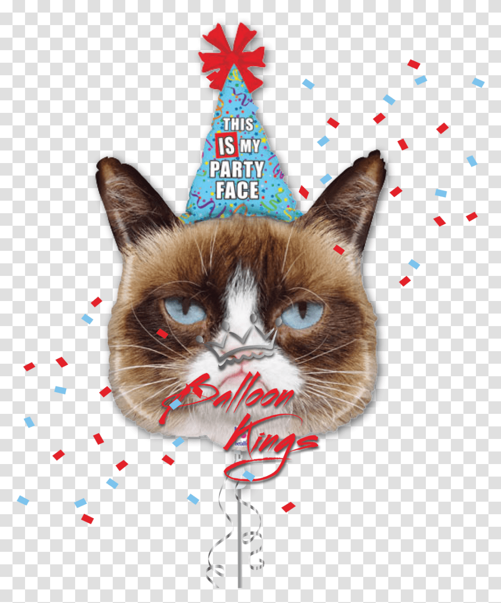 Grumpy Cat Birthday Balloon Download Grumpy Cat Birthday Hat, Apparel, Party Hat, Pet Transparent Png