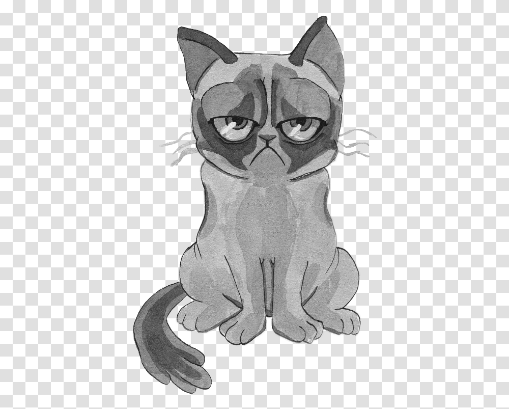 Grumpy Cat Cartoon, Person, Human, Drawing, Sketch Transparent Png