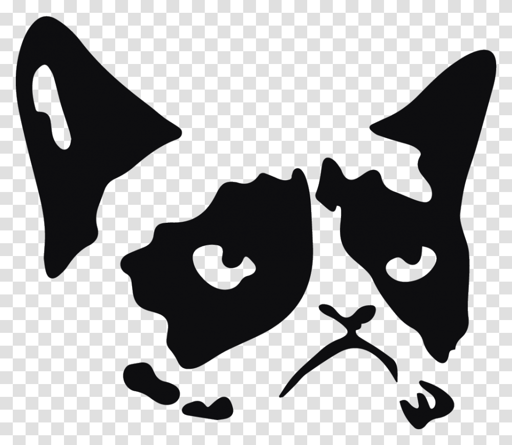 Grumpy Cat Decal, Silhouette, Face, Plant, Stencil Transparent Png