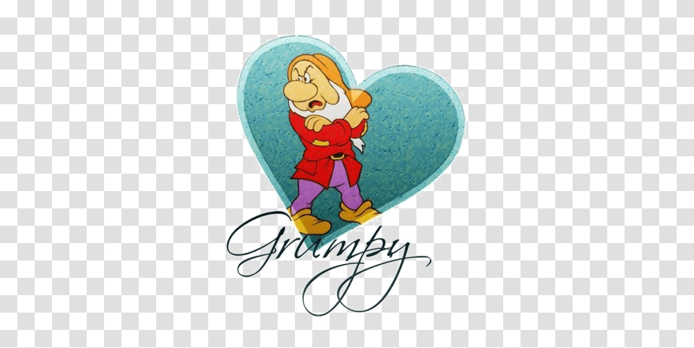 Grumpy Snow White Dwarf Pic Grumpy Dwarf With Heart, Poster, Advertisement, Cupid, Label Transparent Png