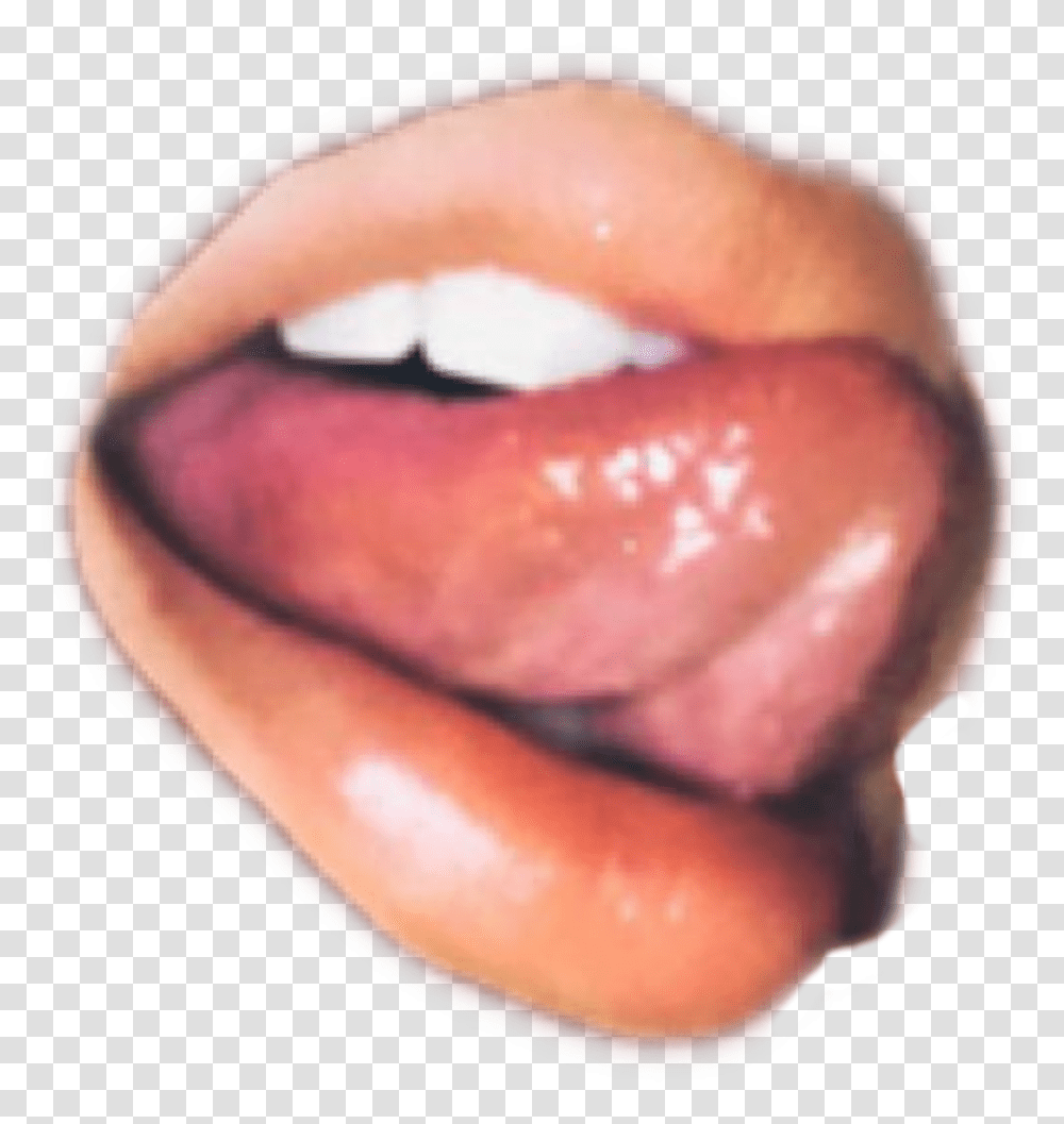 Grunge Lips Tongue Aesthetic Clipart Vintage Cool Freet Retro Clipart Aesthetic, Mouth, Person, Human Transparent Png