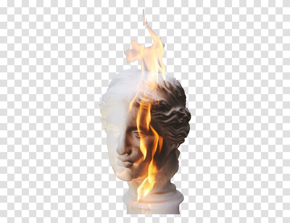 Grunge Statue Aesthetic, Head, Fire, Person, Human Transparent Png