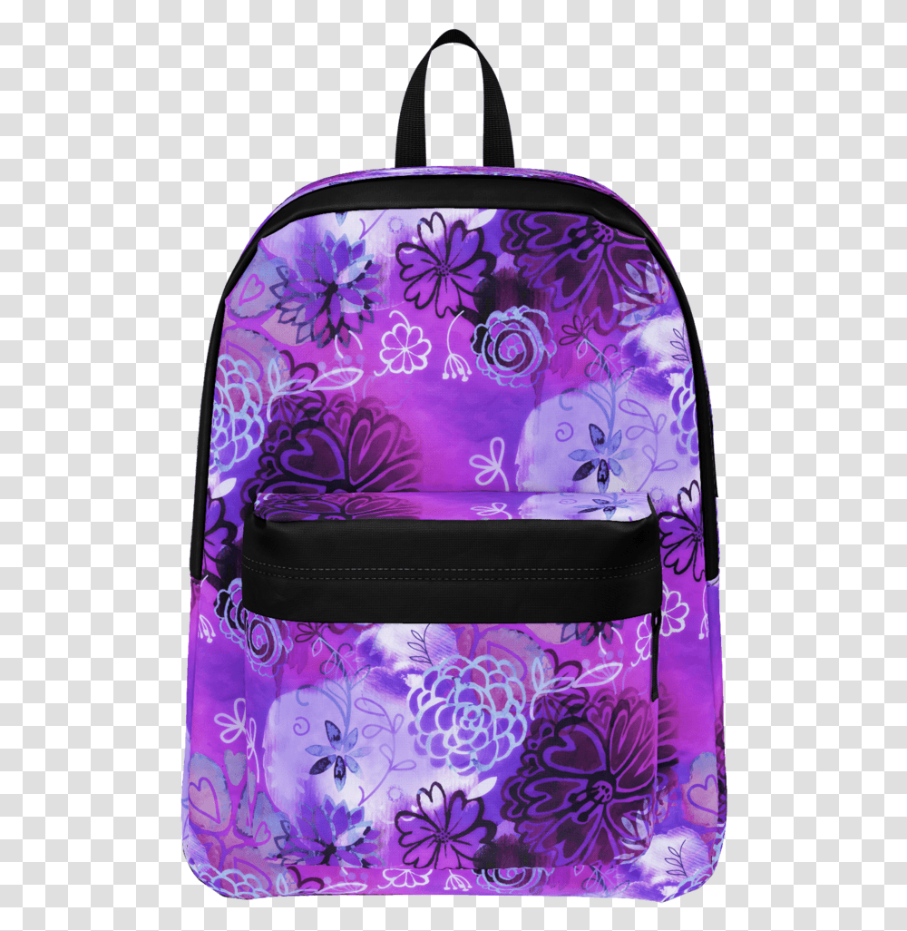 Grunge Urban Purple Flowers Backpack Purple Backpack Background, Bag, Clothing, Apparel, Purse Transparent Png