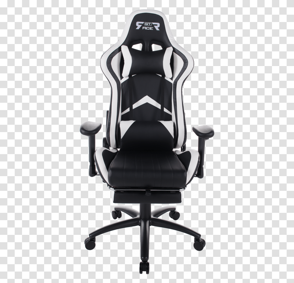 Gt Racer Black And White Gaming Chair, Furniture, Cushion, Headrest, Throne Transparent Png