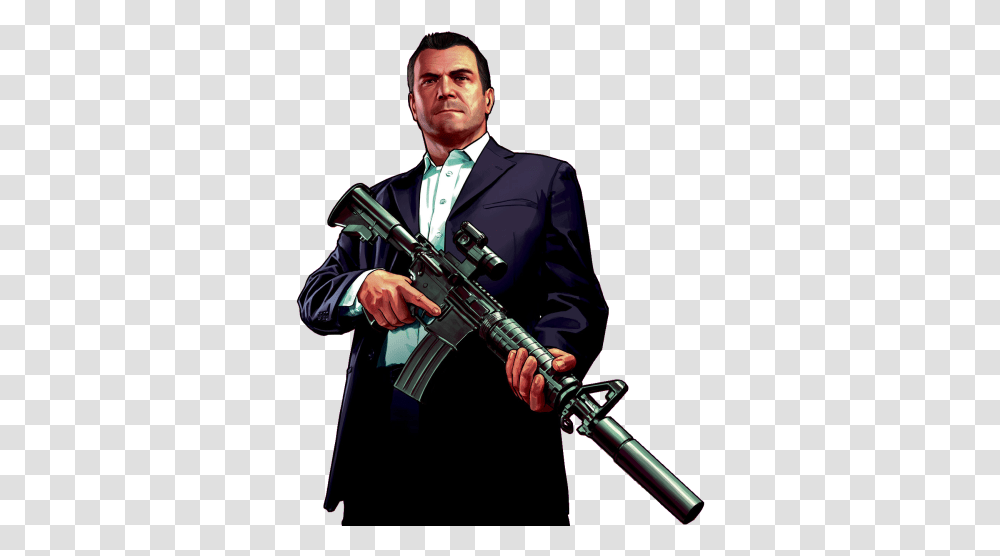 Gta 5 Michael Ps Vita Gta 5 Michael, Person, Human, Weapon, Weaponry Transparent Png