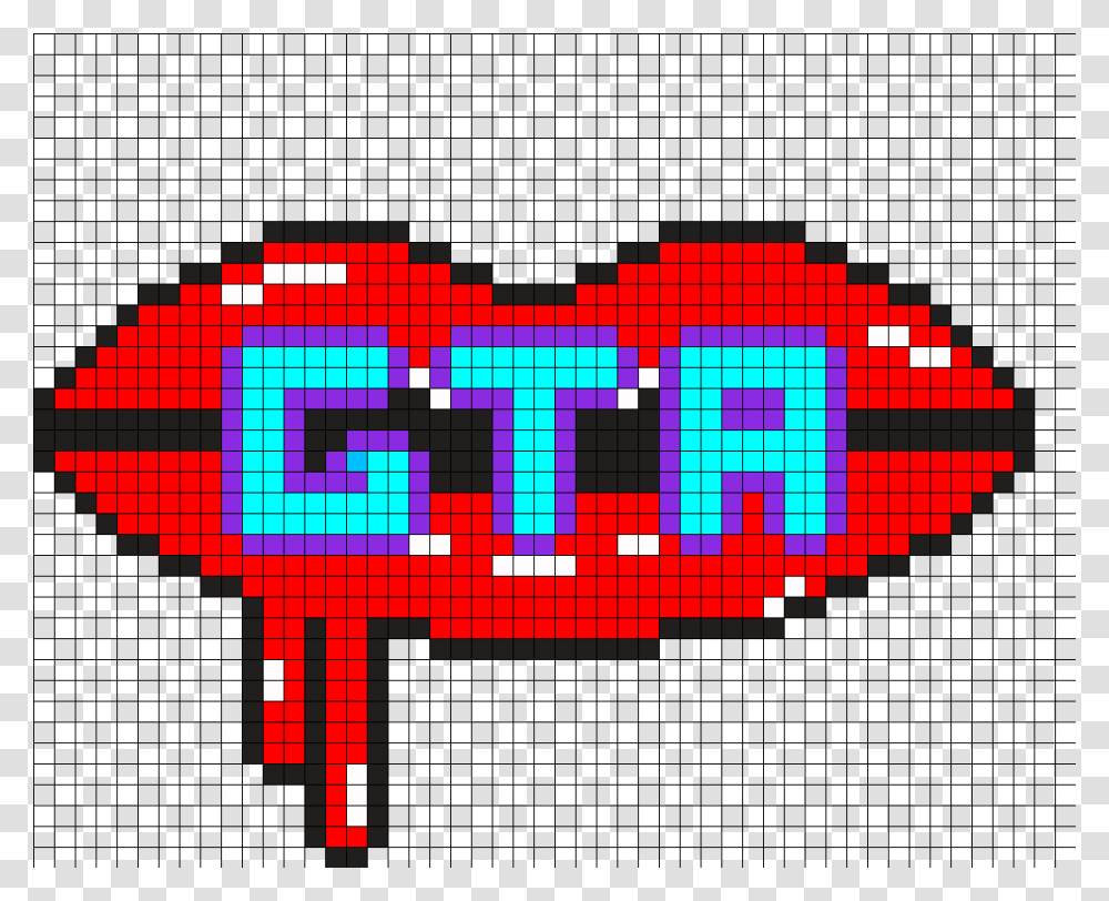Gta Red Lips Perler Bead Pattern Bead Sprite Bread Animated Gif, Pac Man, Scoreboard, Number Transparent Png