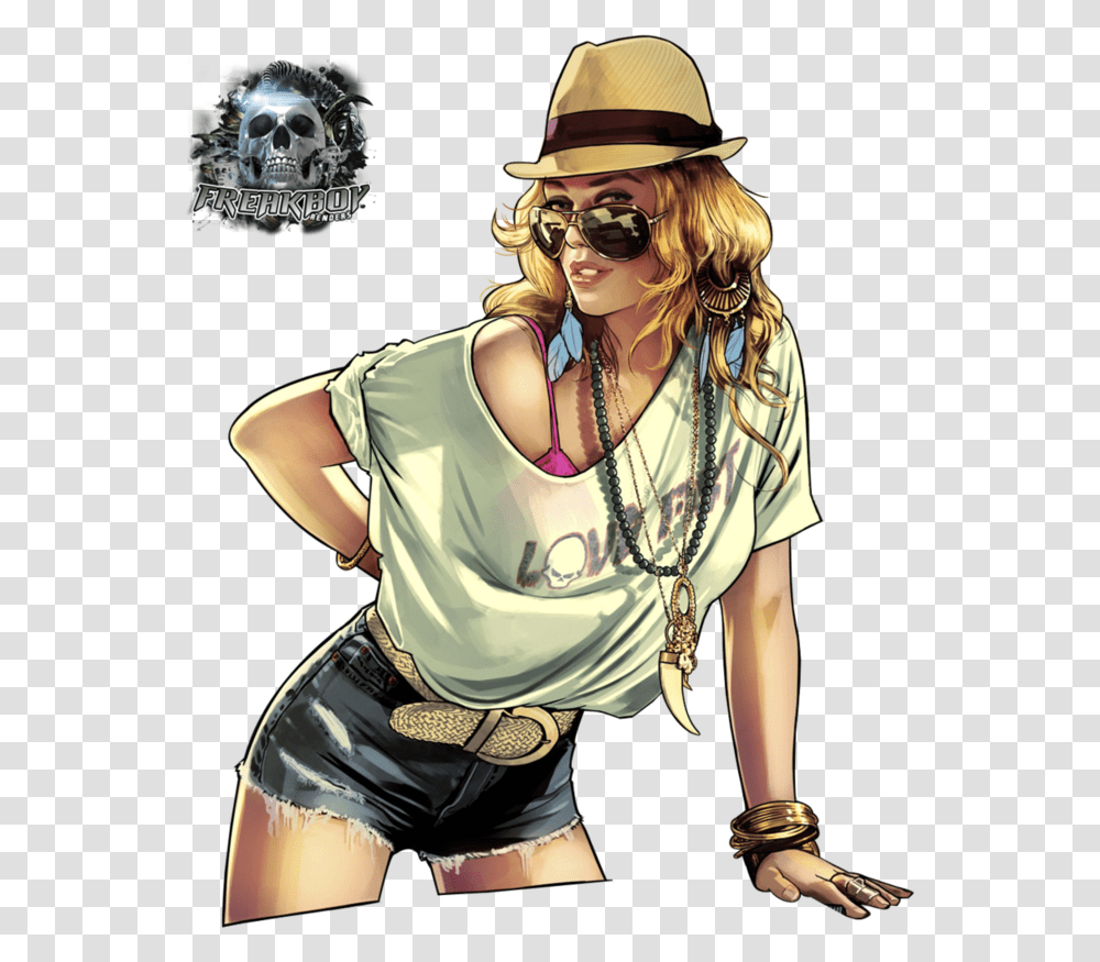 Gta V Girl By Freakboy18 Gta Clip Art Gta 5, Person, Sunglasses, Accessories Transparent Png
