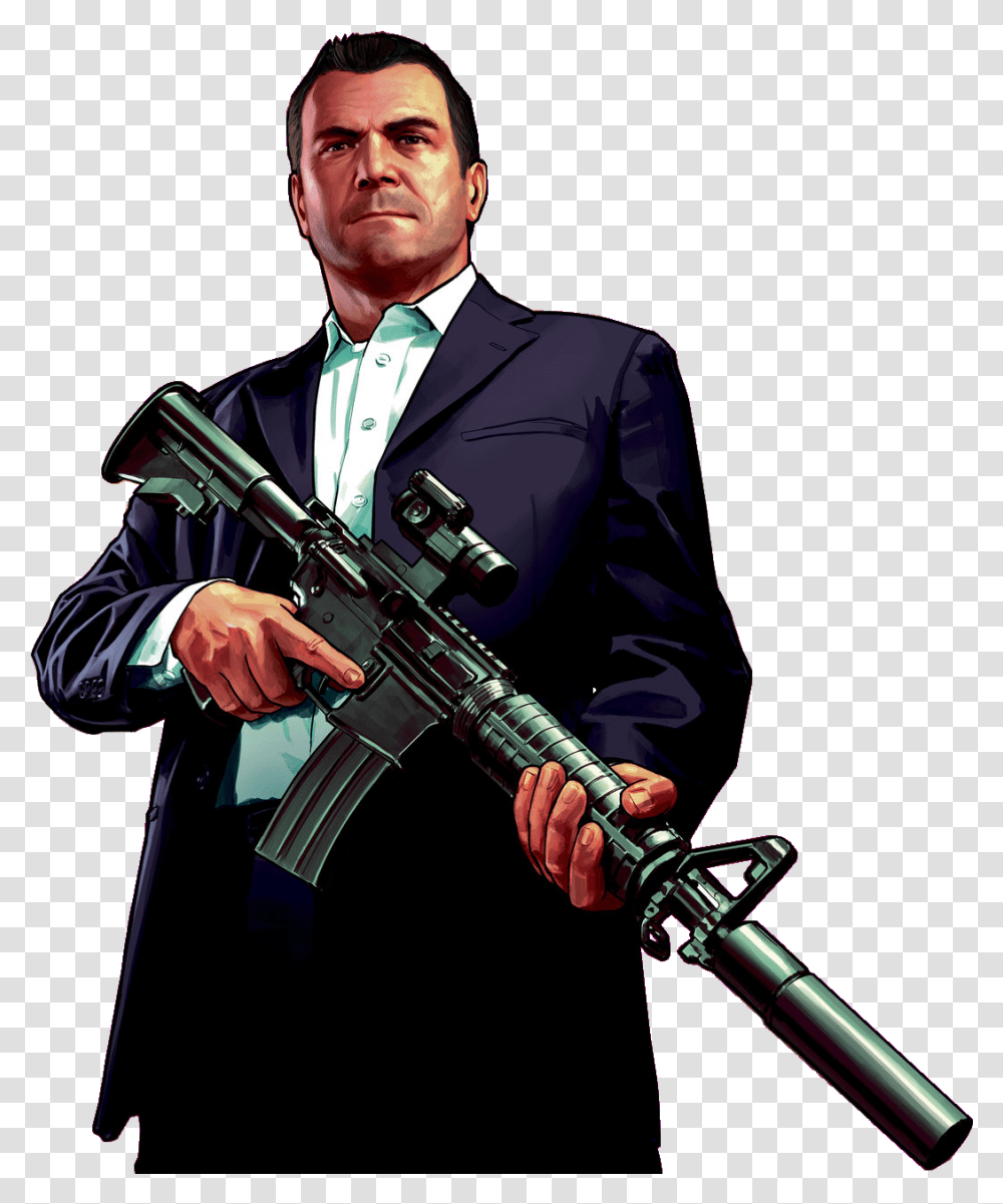 Gta V Michael, Person, Human, Weapon, Weaponry Transparent Png