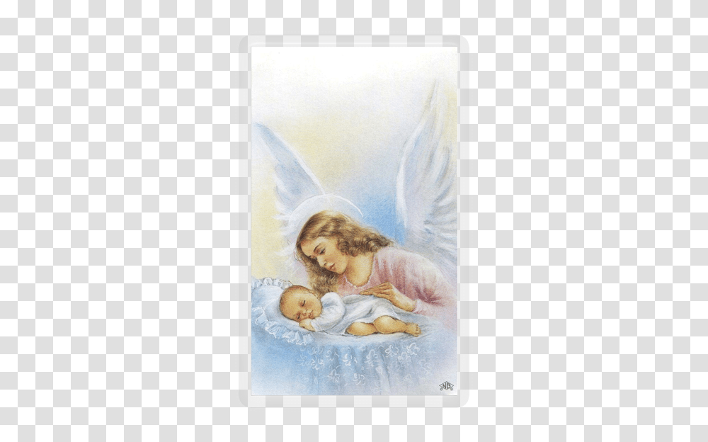 Guardian Angel Angel And Baby Prayer Card, Archangel, Person, Human Transparent Png