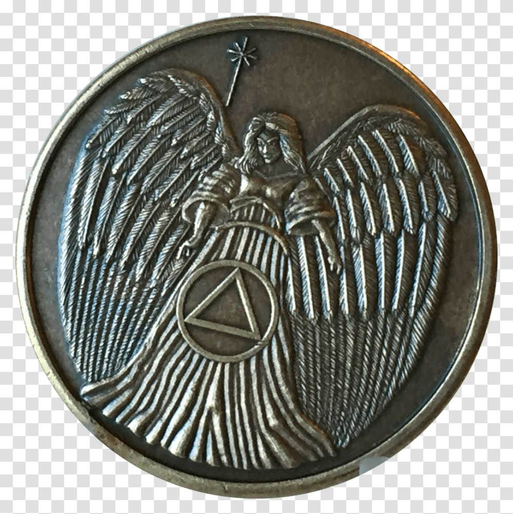 Guardian Angel Bronze Circle Triangle Aa Medallion, Coin, Money, Nickel Transparent Png