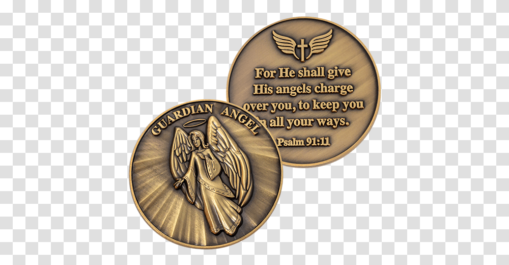 Guardian Angel Challenge Coin Gold Plated Angel Token Gold Coin With Angel On Both Sides, Money, Bronze, Emblem, Symbol Transparent Png