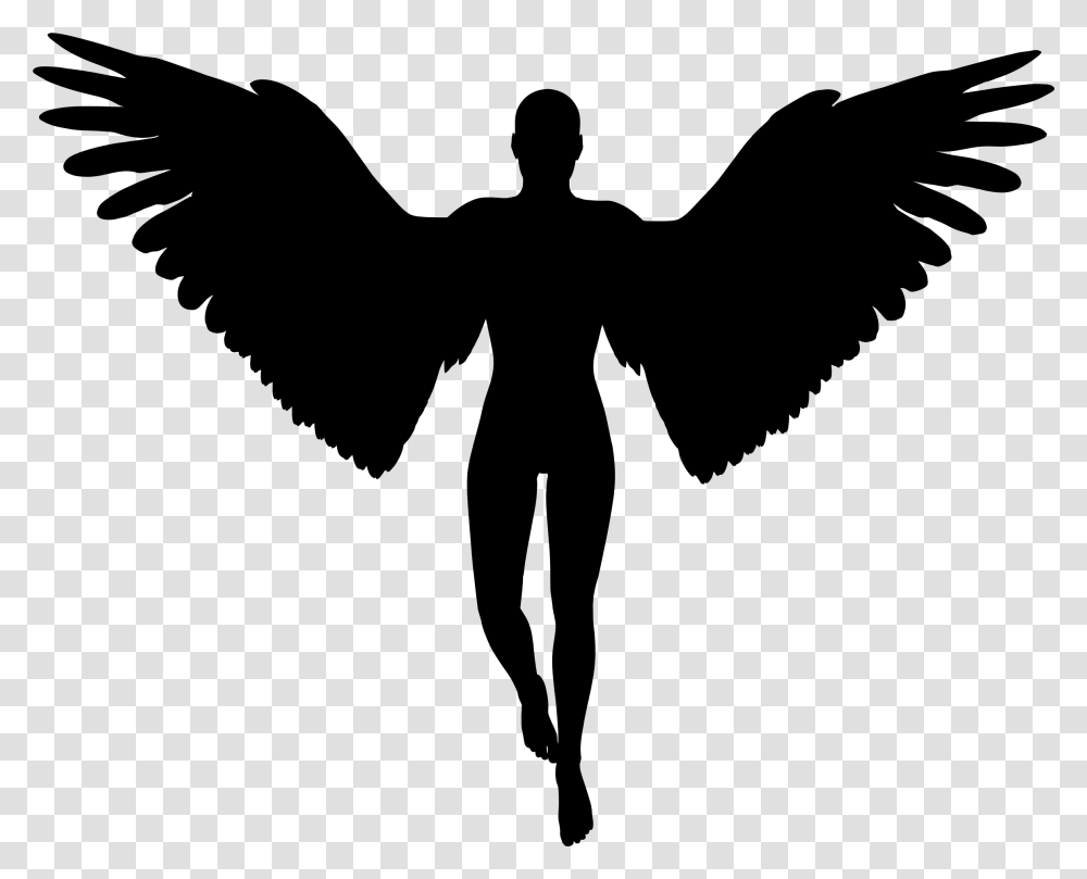 Guardian Angel Clip Art Black And White, Silhouette, Person, Human Transp.....