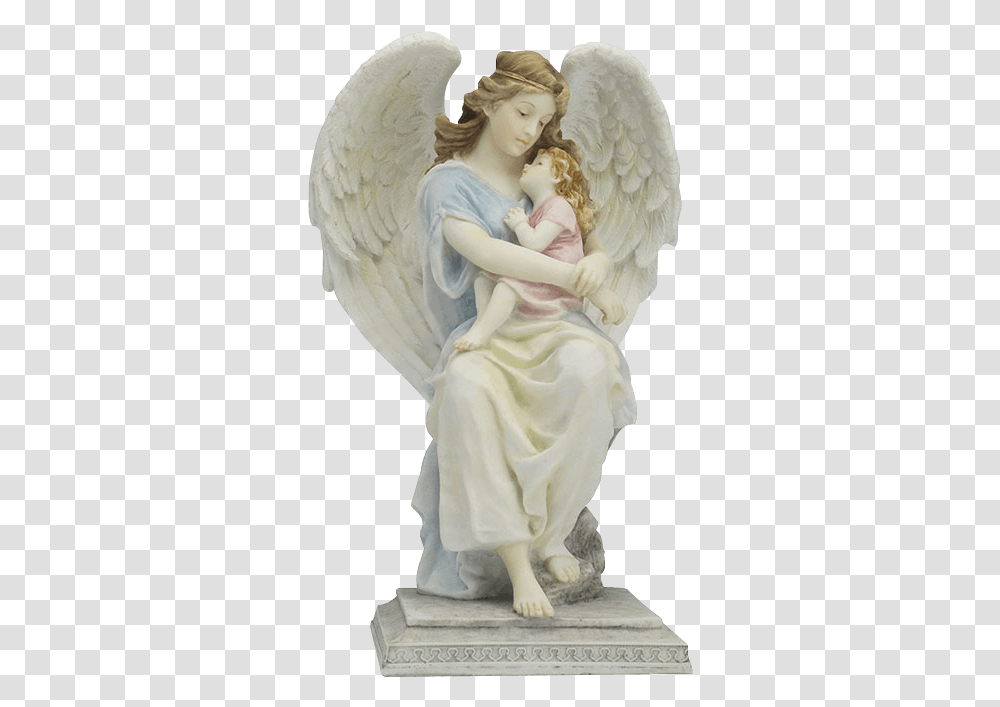 Guardian Angel Holding Little Girl Statue Guardian Angel Holding A Boy, Person, Human Transparent Png