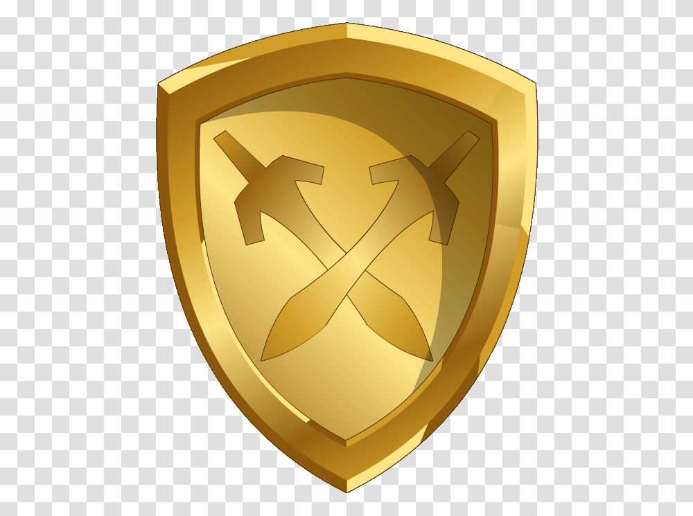 Guardian Symbol Shield With Sword Emblem, Armor, Gold Transparent Png