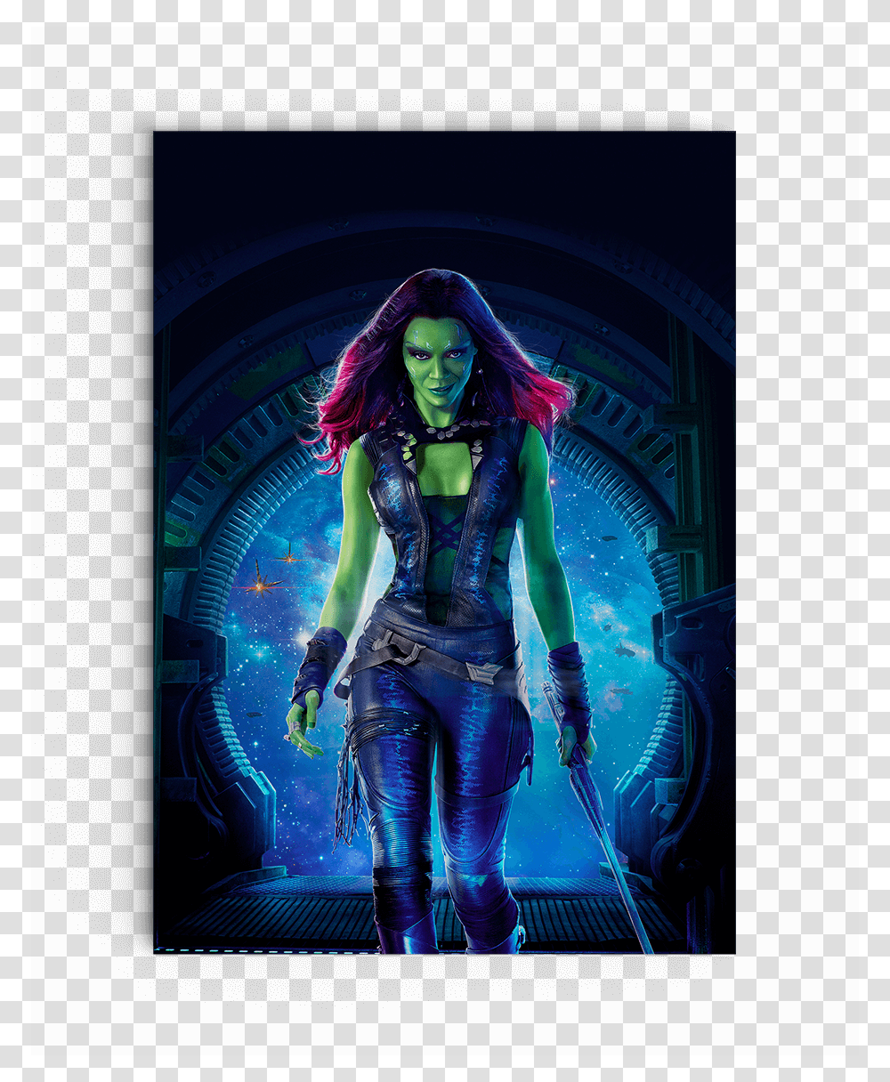 Guardians Of The Galaxy Gamora Poster Spaceneil, Leisure Activities, Person, Advertisement Transparent Png