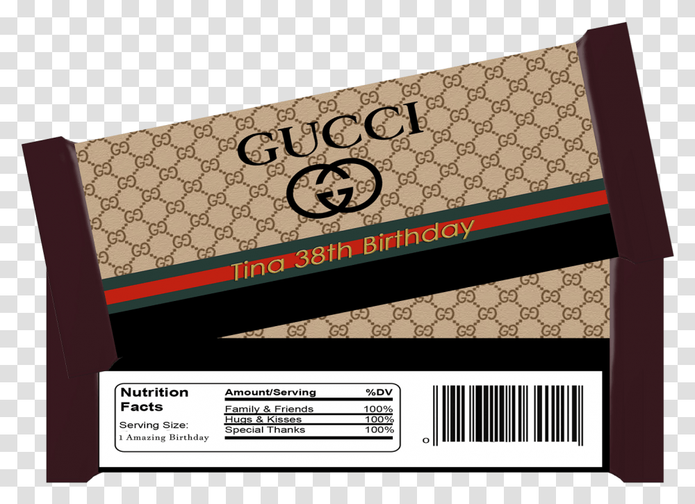 Gucci Candy Bar Wrapper Gucci, Pencil Box, Text, Label, Accessories Transparent Png
