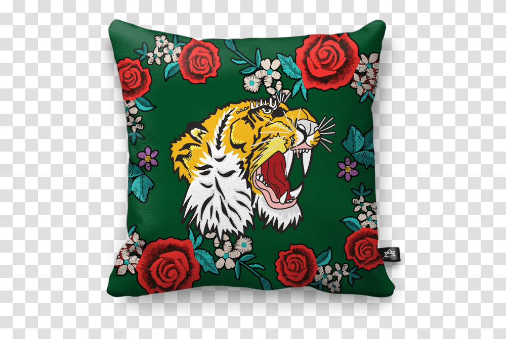Gucci Gang Luxurious Tigers Pillows Bedding Night Shift Gucci Pillows, Cushion, Rose, Flower, Plant Transparent Png