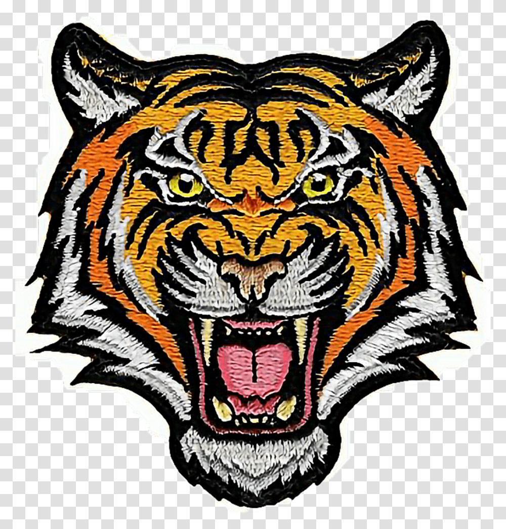 Gucci Logo Gold The Art Of Mike Mignola Tiger Patch, Rug, Wildlife, Animal, Mammal Transparent Png