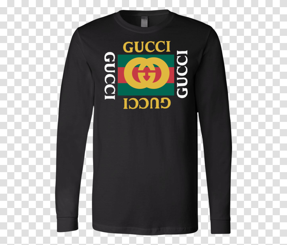 Gucci Logo Long Sleeve T Shirt Long Sleeved T Shirt, Apparel, Person, Human Transparent Png