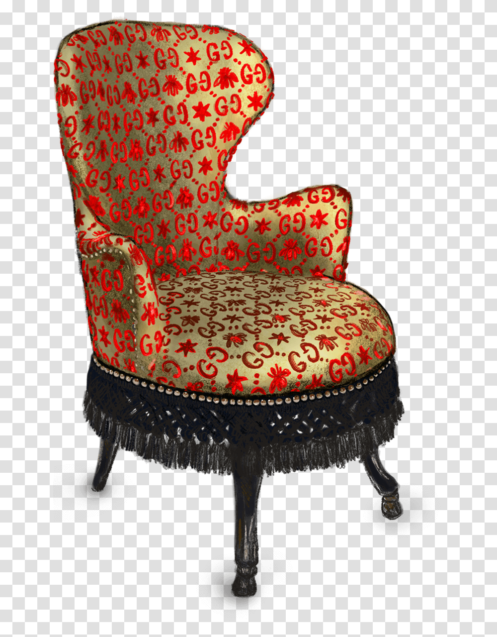 Gucci Pattern, Chair, Furniture, Armchair Transparent Png