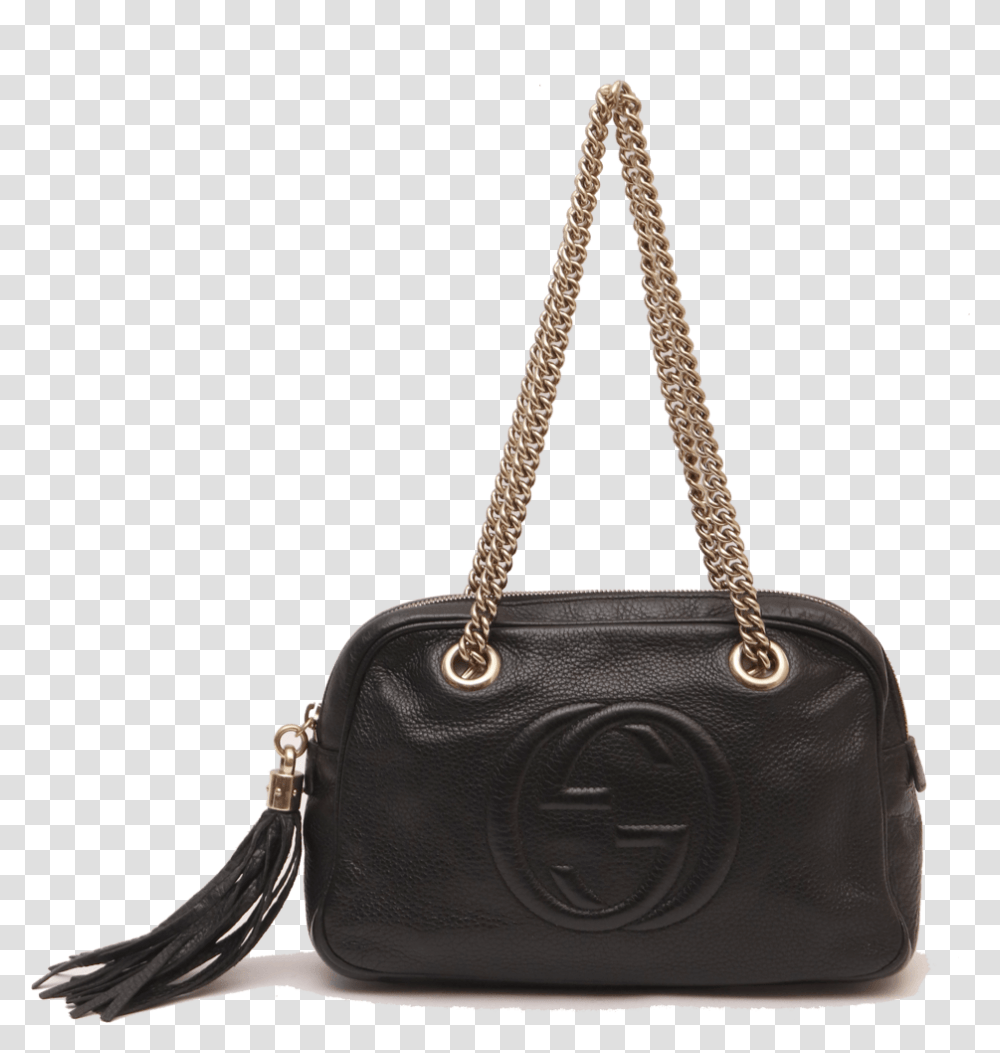 Gucci Soho Double Chain Strap Black Leather Shoulder Shoulder Bag, Handbag, Accessories, Accessory, Purse Transparent Png