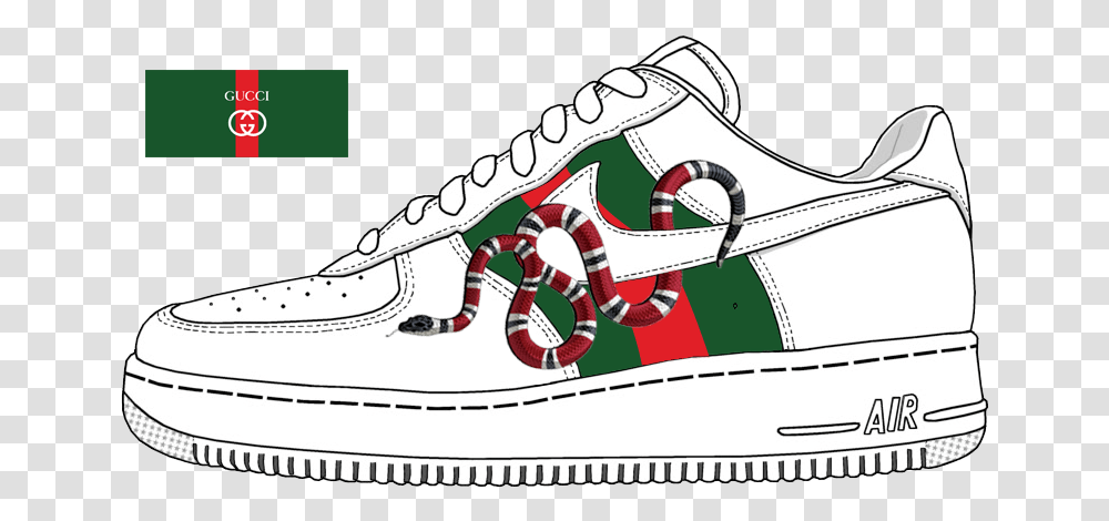 Gucci Vector Text Picture Nike Air Force 1 Template, Shoe, Footwear, Apparel Transparent Png