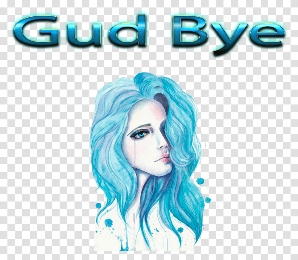 Gud Bye Free Images Girl Blue Hair Draw, Graphics, Art, Person, Human Transparent Png