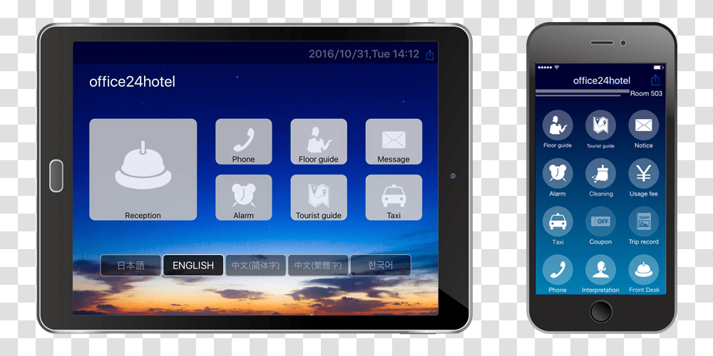 Guest Room Tablet In Hotel Rooms, Mobile Phone, Electronics, Cell Phone, Tablet Computer Transparent Png