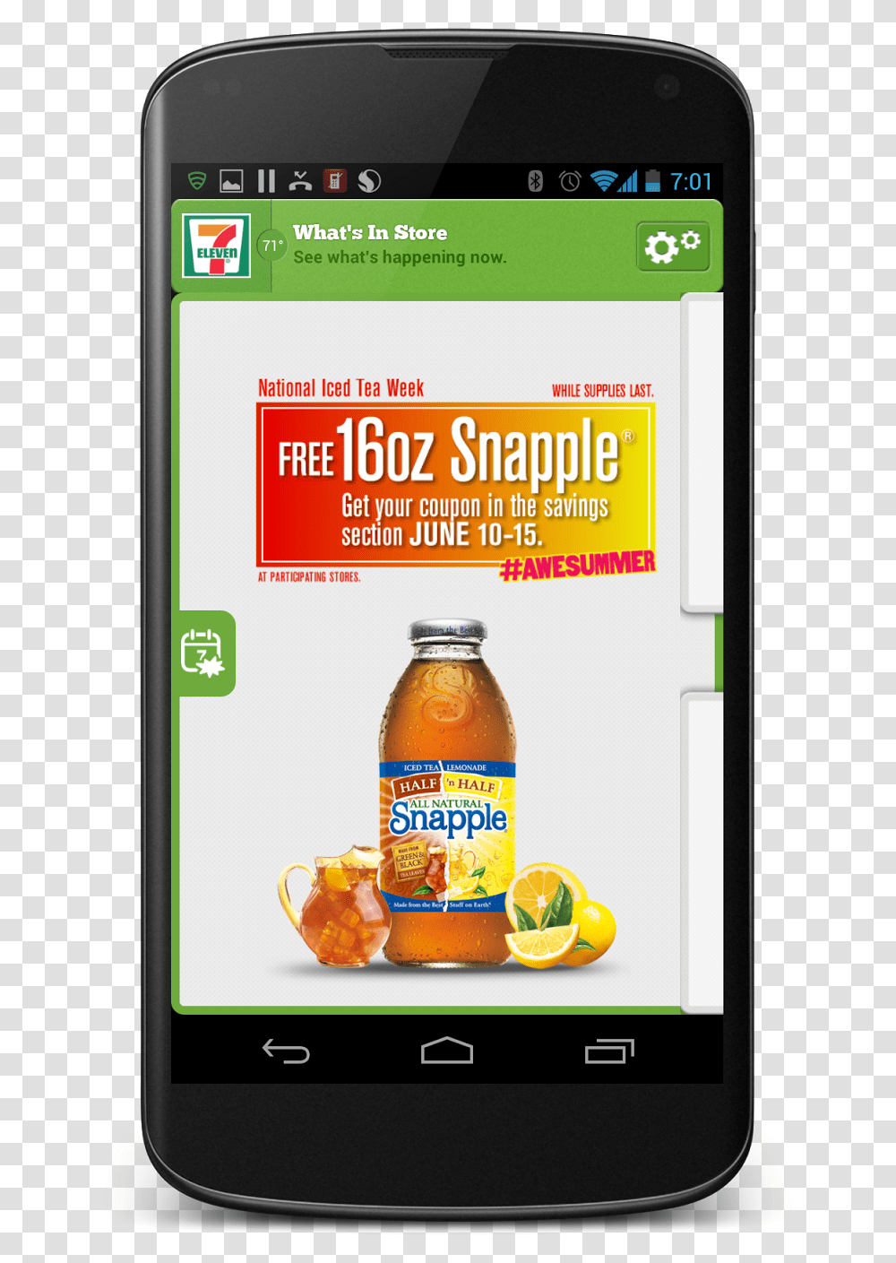 Guests Can Claim Their Free Snapple Coupon By Texting Mobile Phone, Electronics, Cell Phone, Juice, Beverage Transparent Png